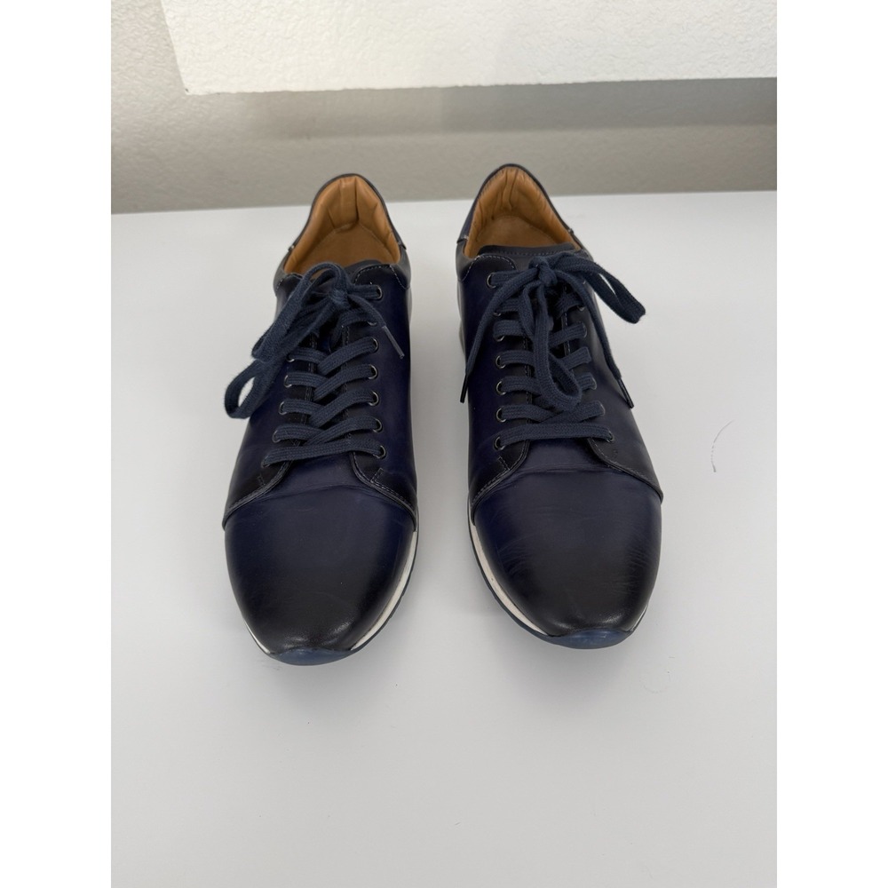 Mezlan Mens 12 M Navy Leather Low Top Sneakers Casual Dress Shoes Made In Spain